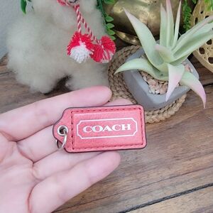 Coach Hang Tag Pink Leather Pendant Bag Charm